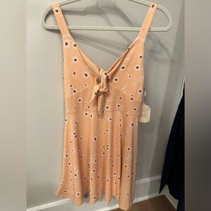 Altar'd State Bow Tie Front Floral Skater Mini Dress